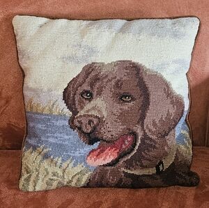 Vintage Chocolate Labrador Retriever Pillow